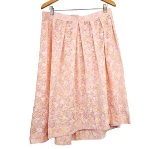 VTG 60's American Floral Pink Midi Skirt Cotton Blend Sz 24W Made USA UNION